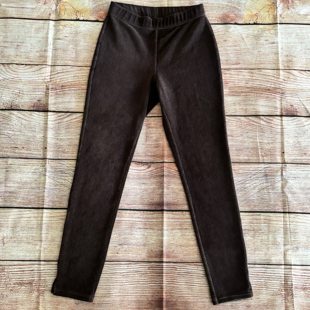 HUE • Corduroy Stretch Leggings - Dark Brown, Size M